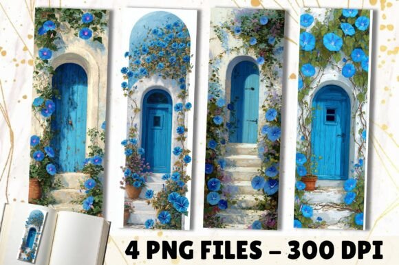 Blue Morning Glory Flower Door Bookmark: A Designer's Detail