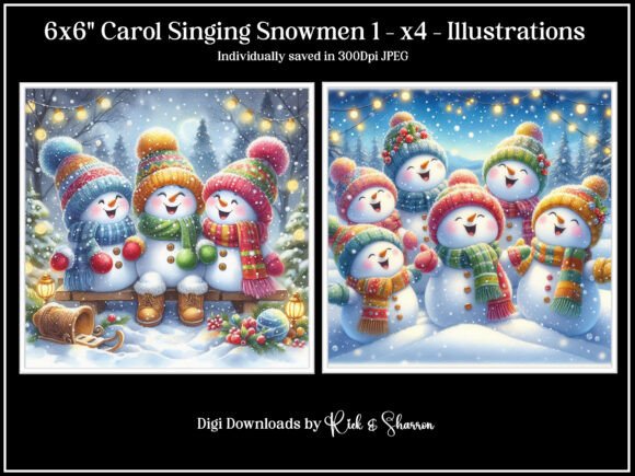 Charming Carol Singing Snowmen for Festive Design Projects