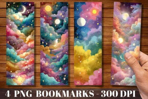 Colorful Galaxy Clouds Bookmark Design: A Visual Asset