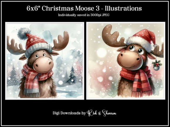 Festive Design Assets: 6x6 Christmas Moose 9-12- JPEG