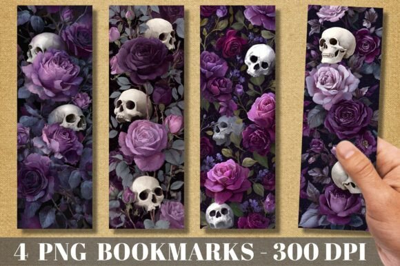 Gothic Purple Rose Skull Pink Bookmark: A Designer's Asset