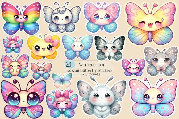 Kawaii Butterfly Stickers Bundle: A Versatile Asset for Modern Design