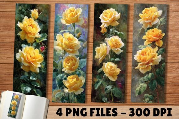 Oil Paint Yellow Rose Bloom Bookmark: A Designer's Asset