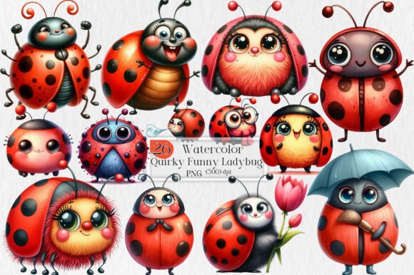 Quirky Funny Ladybug Clipart: A Design Asset with Personality