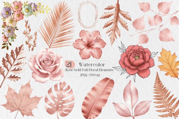 Rose Gold Foil Floral Elements: Elevate Your Designs
