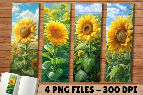 Sunflower Field Oil Painting Bookmark: A Designer's Asset