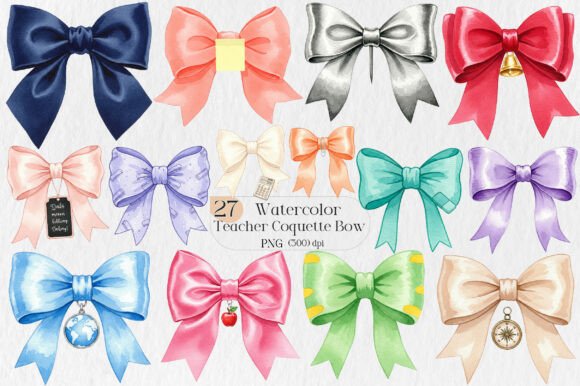 Teacher Coquette Bow Clipart Set: Elevate Educational Design