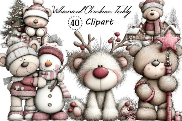 Whimsical Christmas Teddy Clipart Bundle: A Designer's Delight